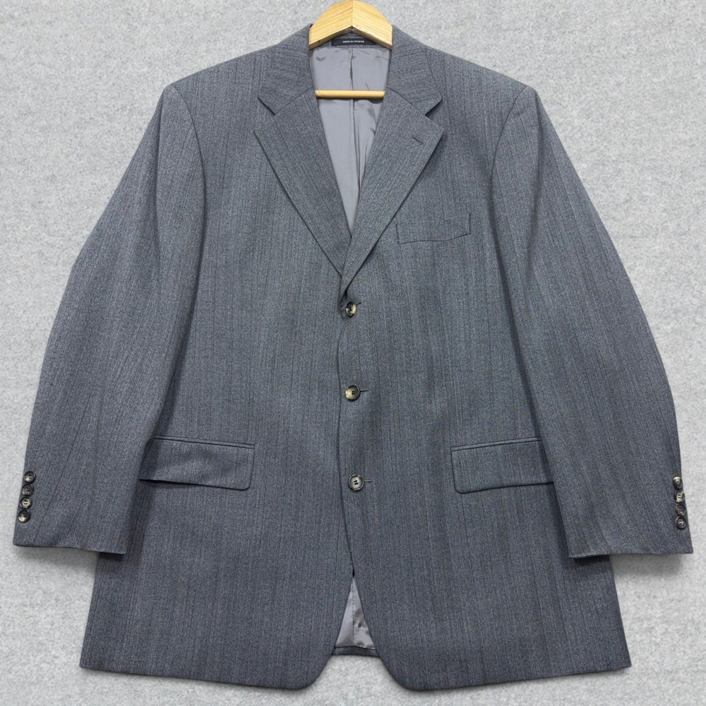 Boss Hugo Boss Blazer Mens 44R Grey Da Vinci Lucca Super 100 Virgin Wool